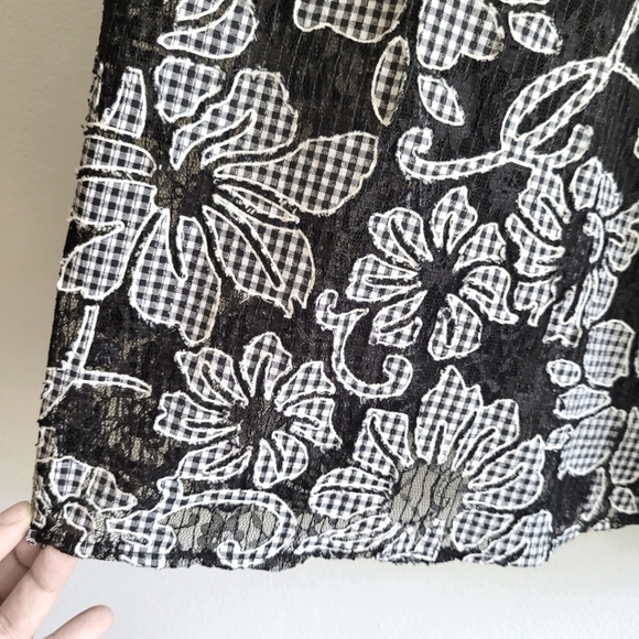 Zara Gingham & Lace Floral Applique Midi Skirt - Picture 5 of 8